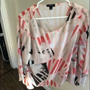 Alfani woman’s blouse petite large pink black print